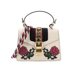 Gucci Sylvie Top Handle Bag Embroidered Leather Mini
