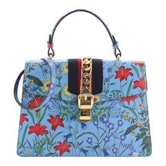 Gucci Sylvie Top Handle Bag Flora Leather Medium