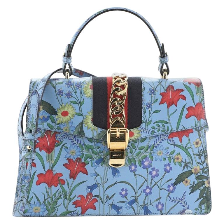 Gucci Sylvie Top Handle Bag Flora Leather Medium at 1stDibs