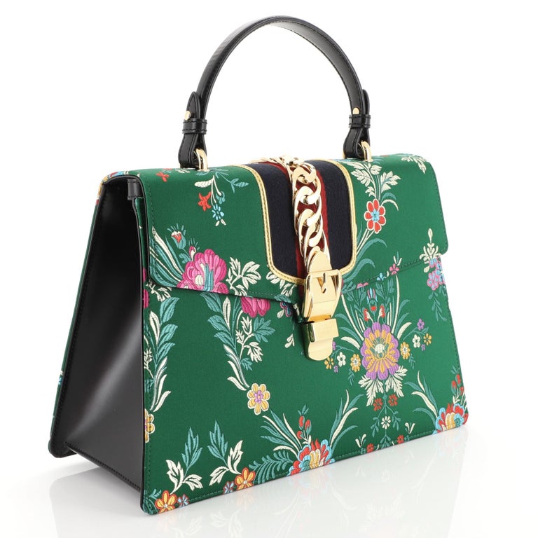Gucci Sylvie Top Handle Bag Floral Jacquard Medium at 1stDibs