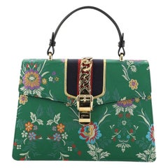 Gucci Sylvie Top Handle Bag Floral Jacquard Medium