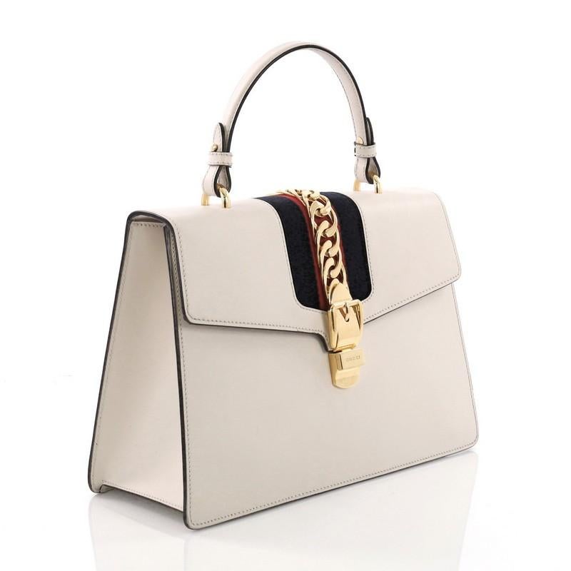 Beige Gucci Sylvie Top Handle Bag Leather Medium