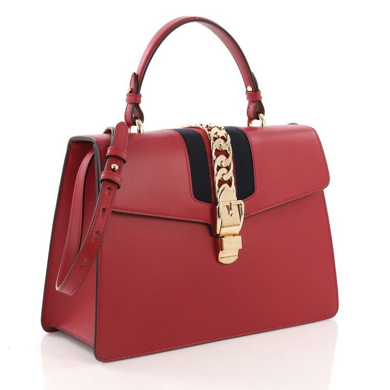 Gucci Sylvie Top Handle Bag Leather Medium at 1stDibs