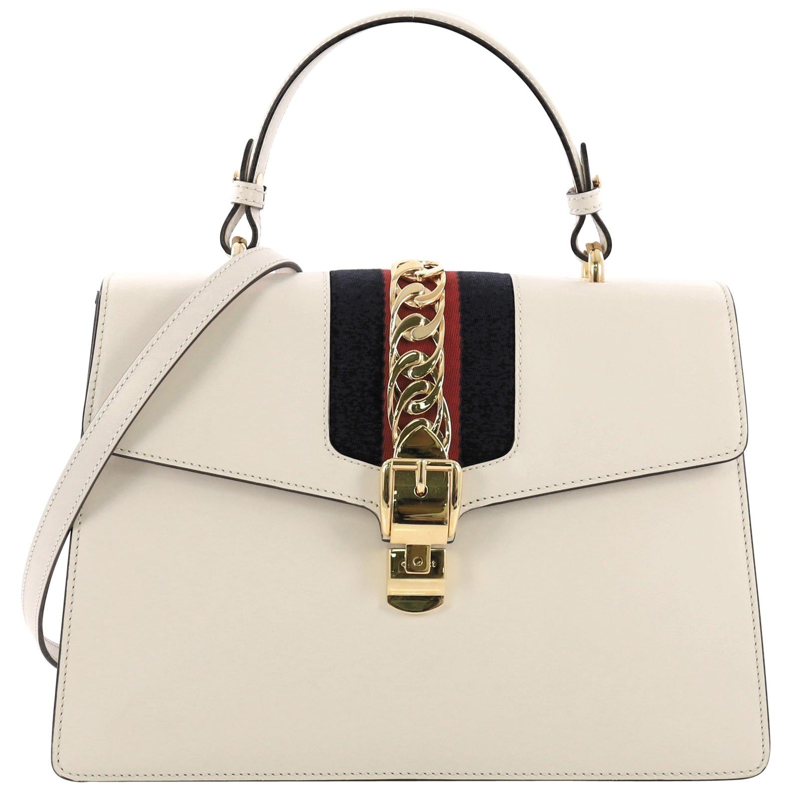 Gucci Sylvie Top Handle Bag Leather Medium at 1stDibs