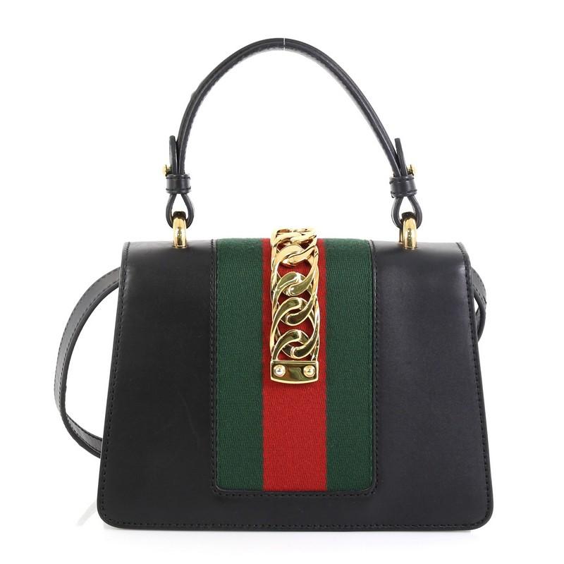 Black Gucci Sylvie Top Handle Bag Leather Mini