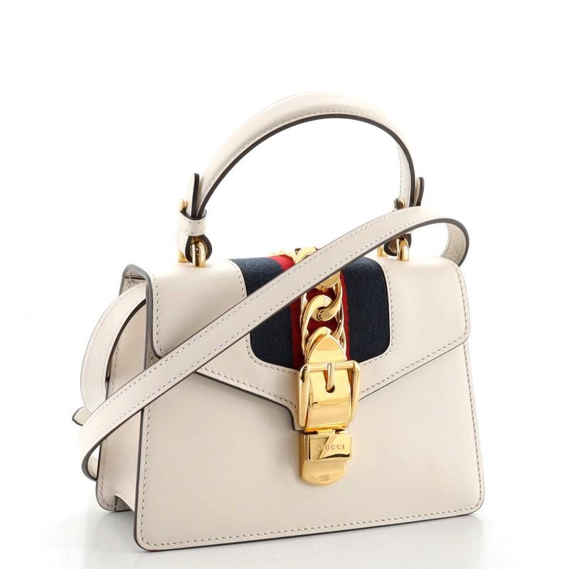 Gucci Sylvie Top Handle Tasche Leder Mini (Beige)