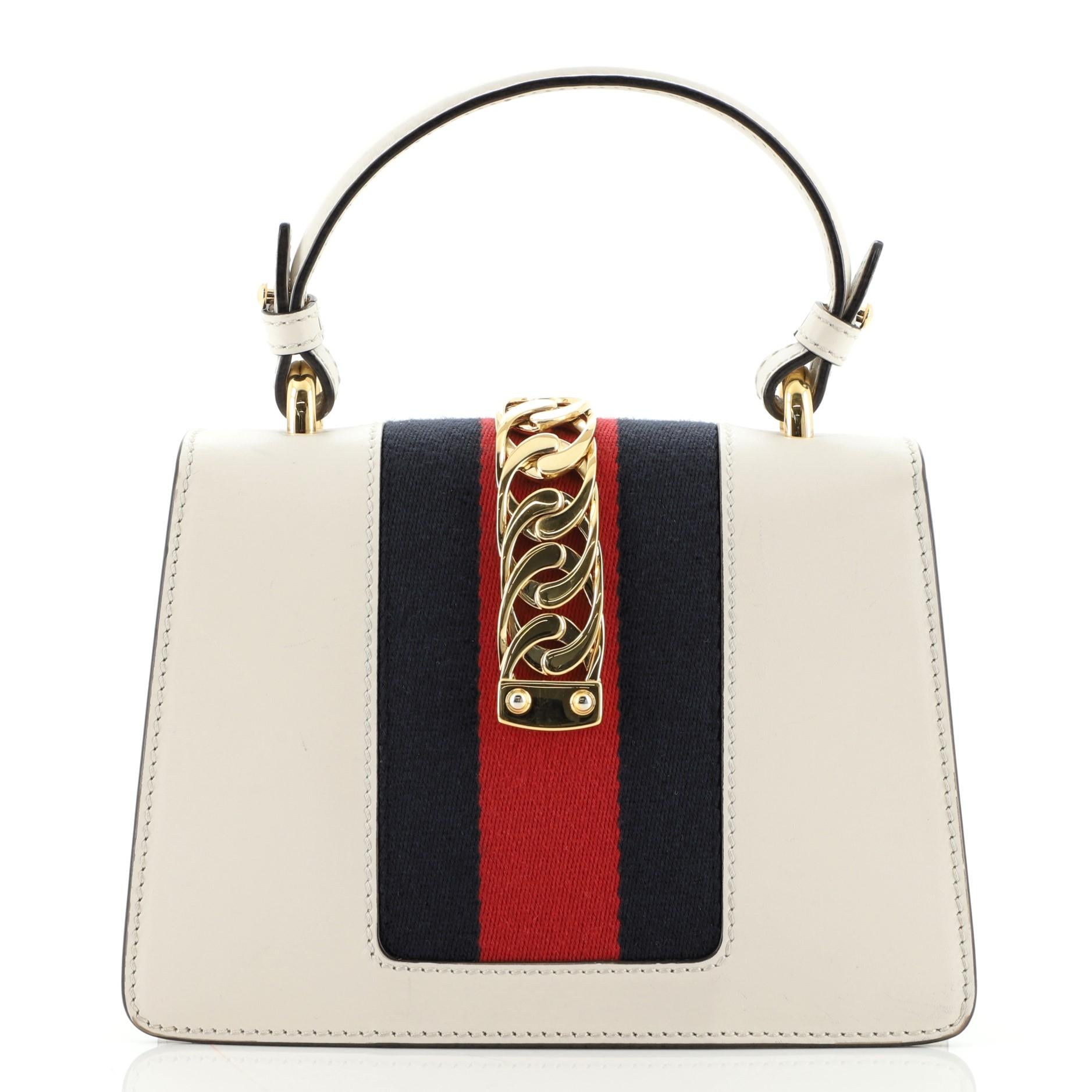 Beige Gucci Sylvie Top Handle Bag Leather Mini