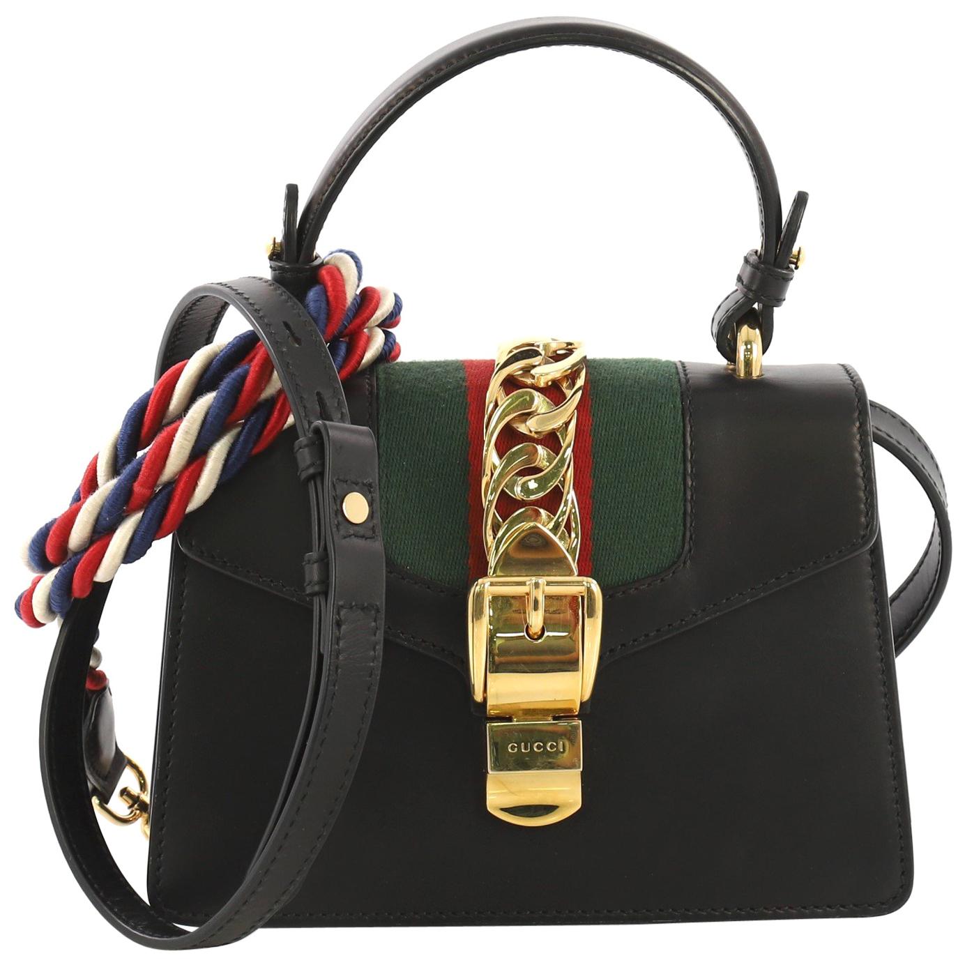 Gucci Sylvie Top Handle Bag Leather Mini