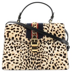 Gucci Sylvie Top Handle Bag Printed Calf Hair Medium