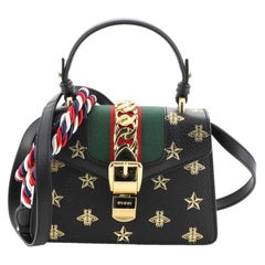 Gucci Sylvie Top Handle Bag Printed Leather Mini