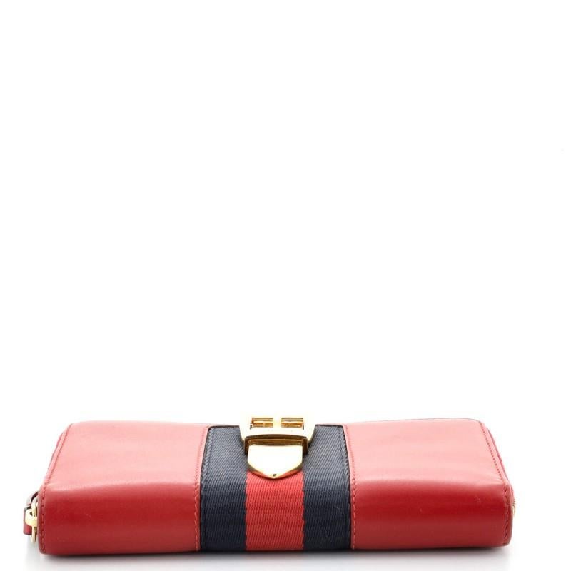 Red Gucci Sylvie Zip Around Wallet Leather