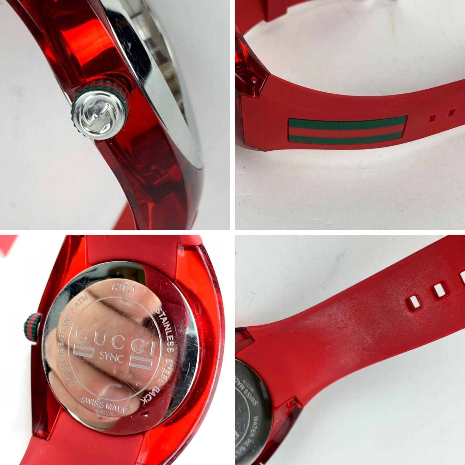 Gucci Sync Red Stainless Steel 137.1 Xxl Watch with Rubber Band