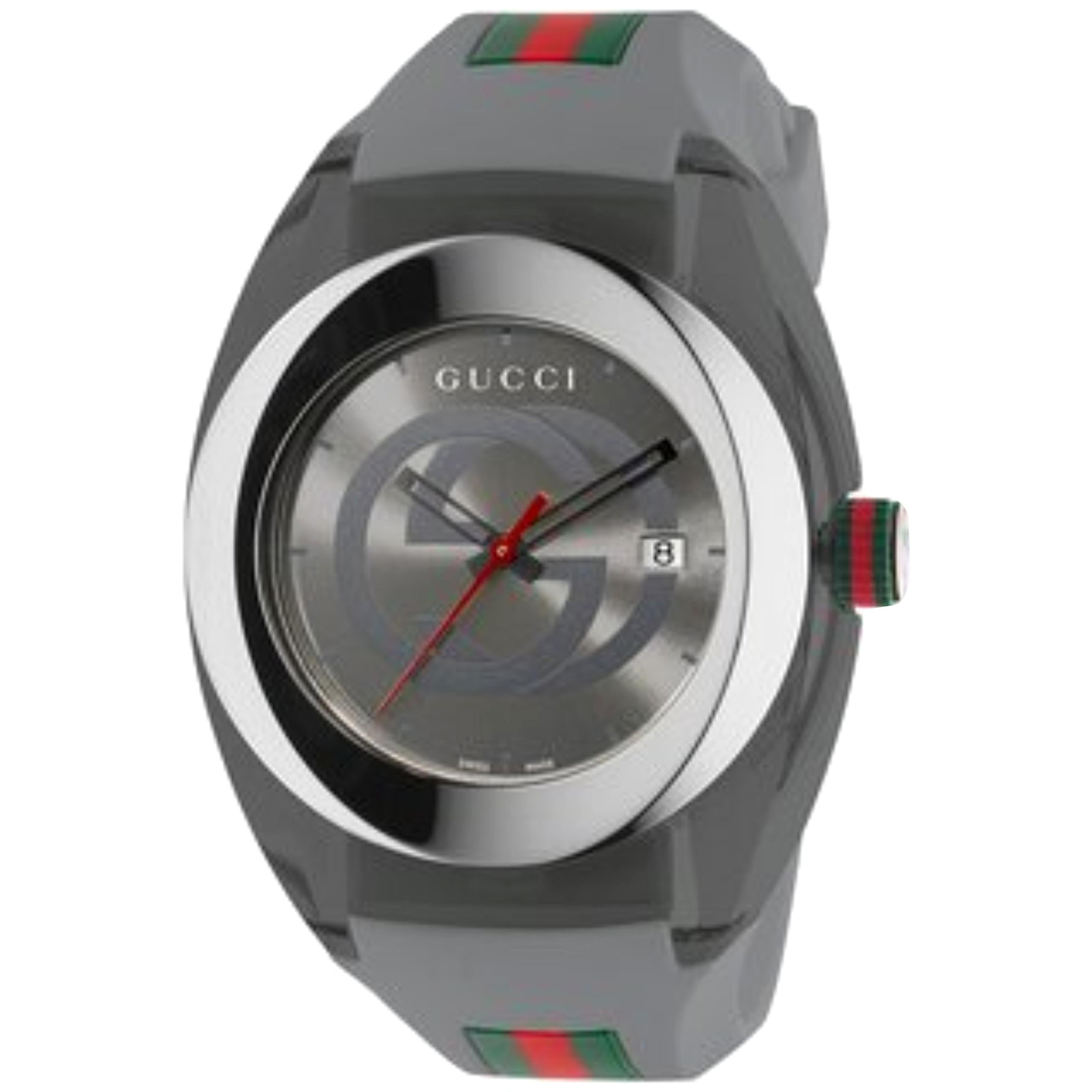 Gucci Sync YA137109 Extra Large Swiss Date Gray Dial Gray Rubber Unisex Watch