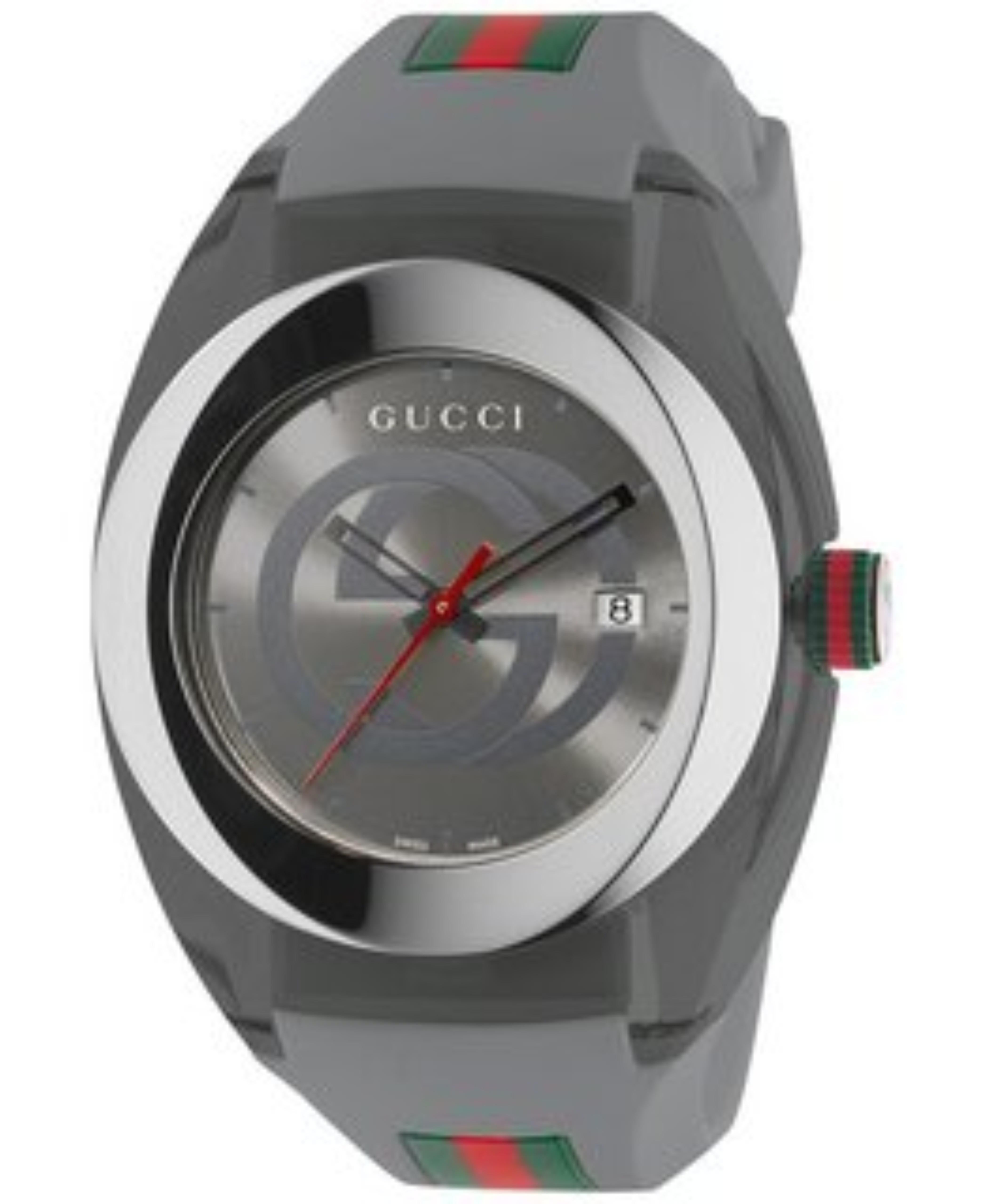 Gucci Sync YA137109 XXL Swiss Date Gray Dial Gray Rubber Unisex Watch 46mm
