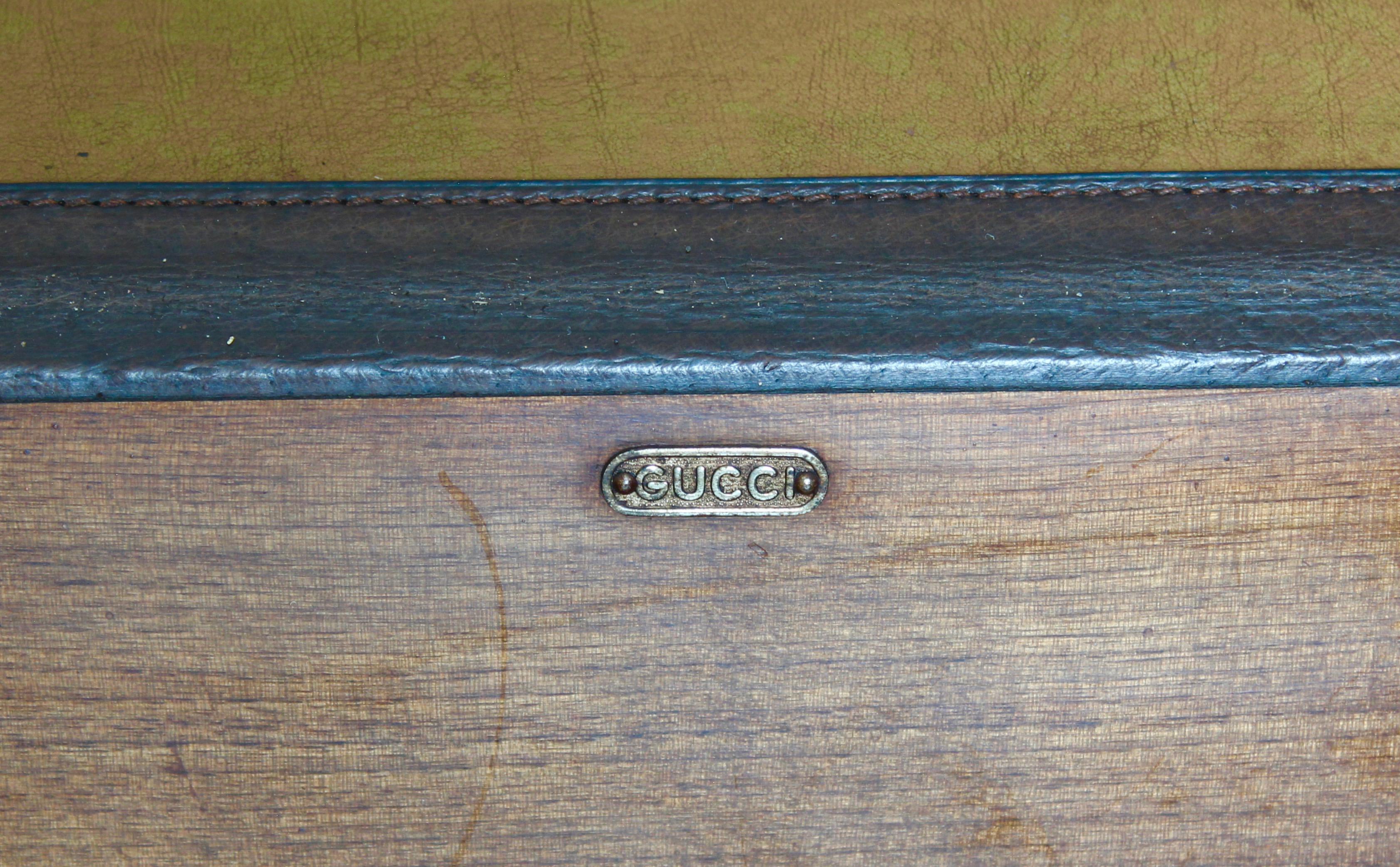 Gucci Tabletop Bar Rosewood Leather Trim Mid Century Barware 60s Rare Home Decor en venta 14