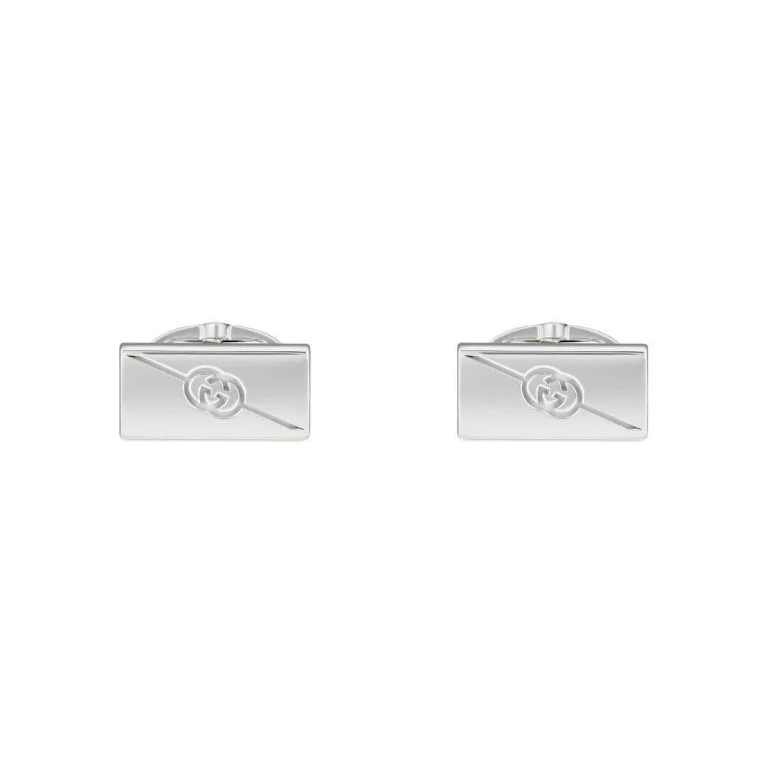 Gucci Tag diagonal GG Kreuz Sterling Silber Manschettenknöpfe YBE774043001 im Zustand „Neu“ im Angebot in Wilmington, DE