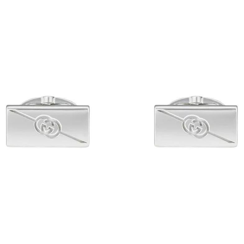 Gucci Tag diagonal GG Kreuz Sterling Silber Manschettenknöpfe YBE774043001 im Angebot