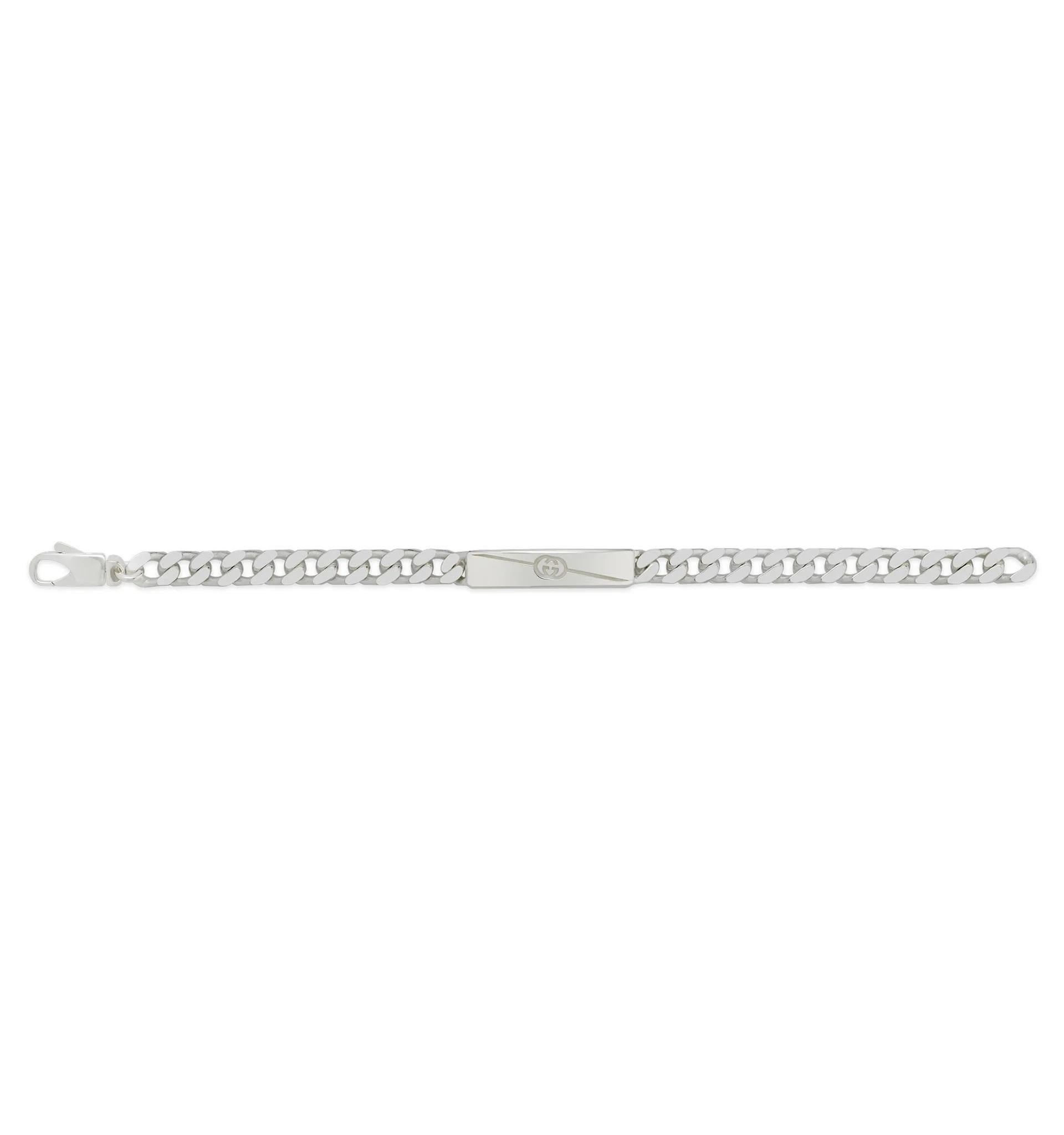 This stylish Gucci Tag bracelet has been expertly crafted from the finest sterling silver, and features the iconic GG motif. The perfect accessory for any Gucci lover to add to their jewellery collection.

Bracelet Style: Chain
Jewellery Gender: