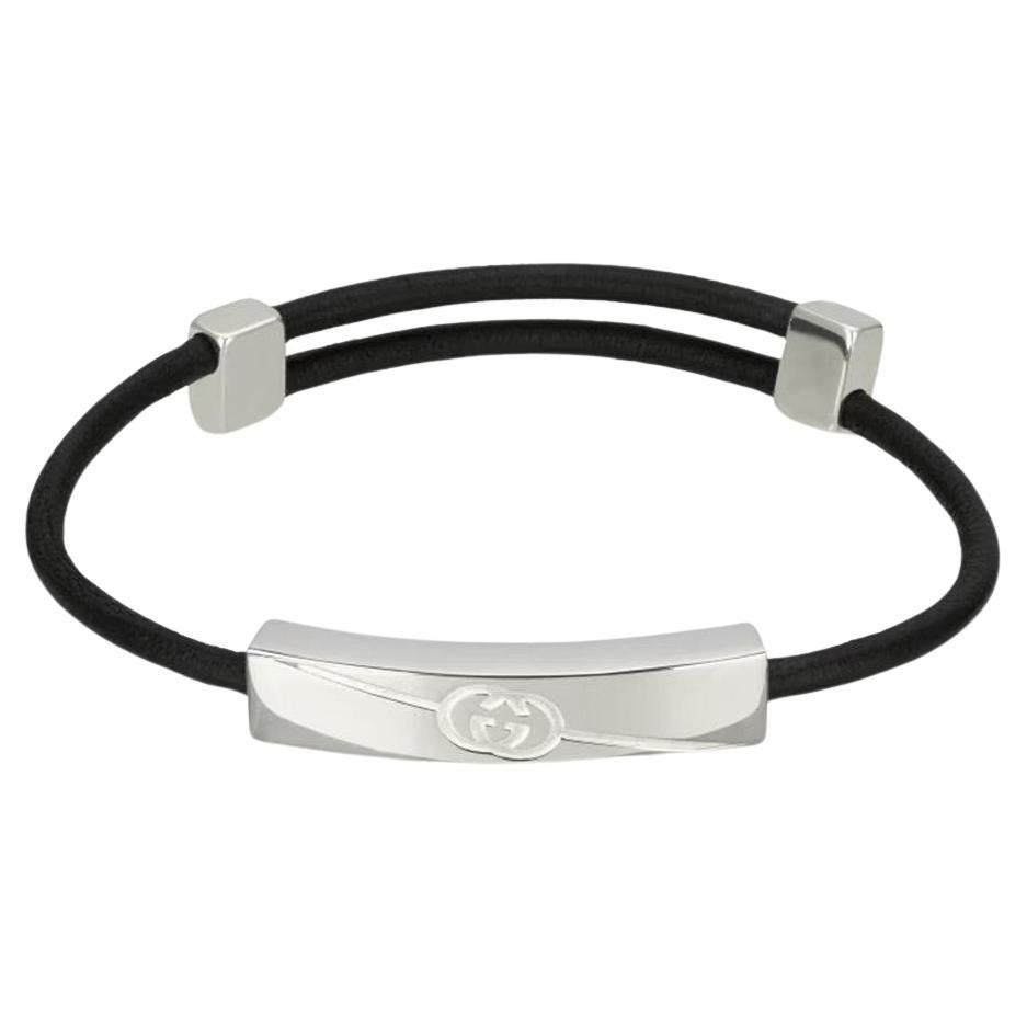Gucci Tag Bracciale in argento con G intrecciata YBA774464001 in vendita