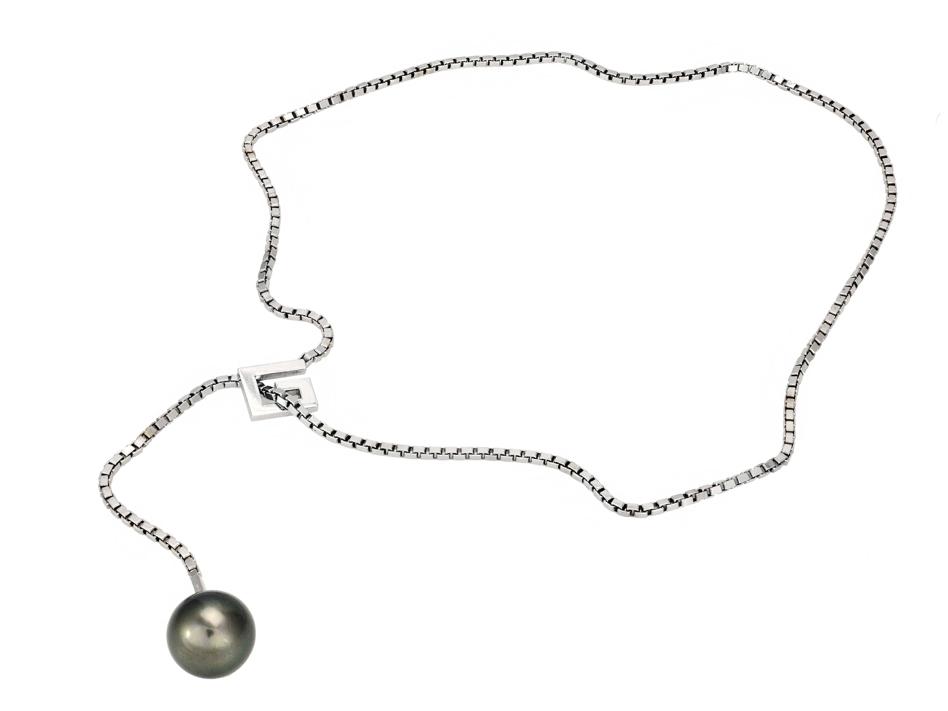 black pearl lariat necklace