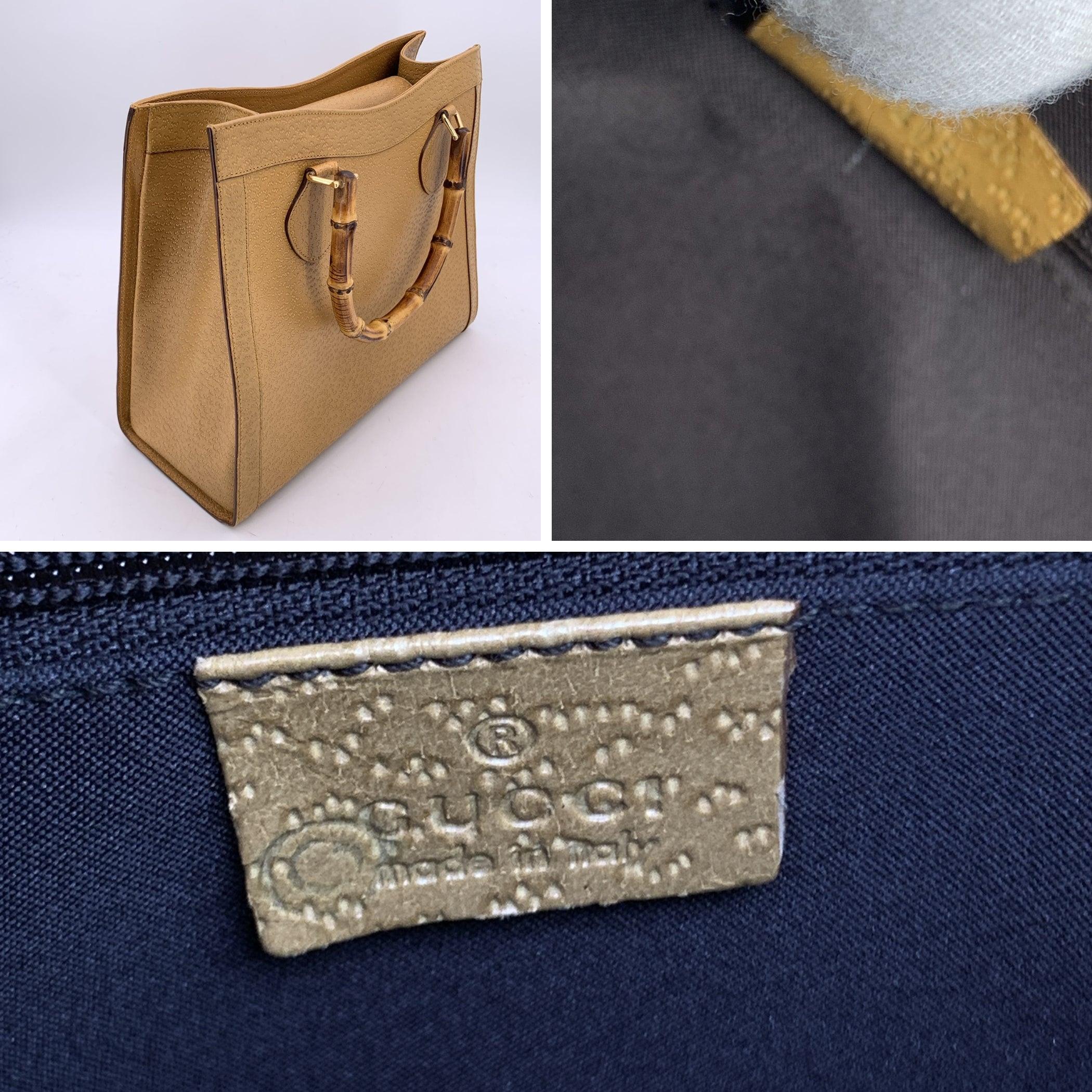 Women's Gucci Tan Beige Leather Bamboo Princess Diana Tote Bag For Sale