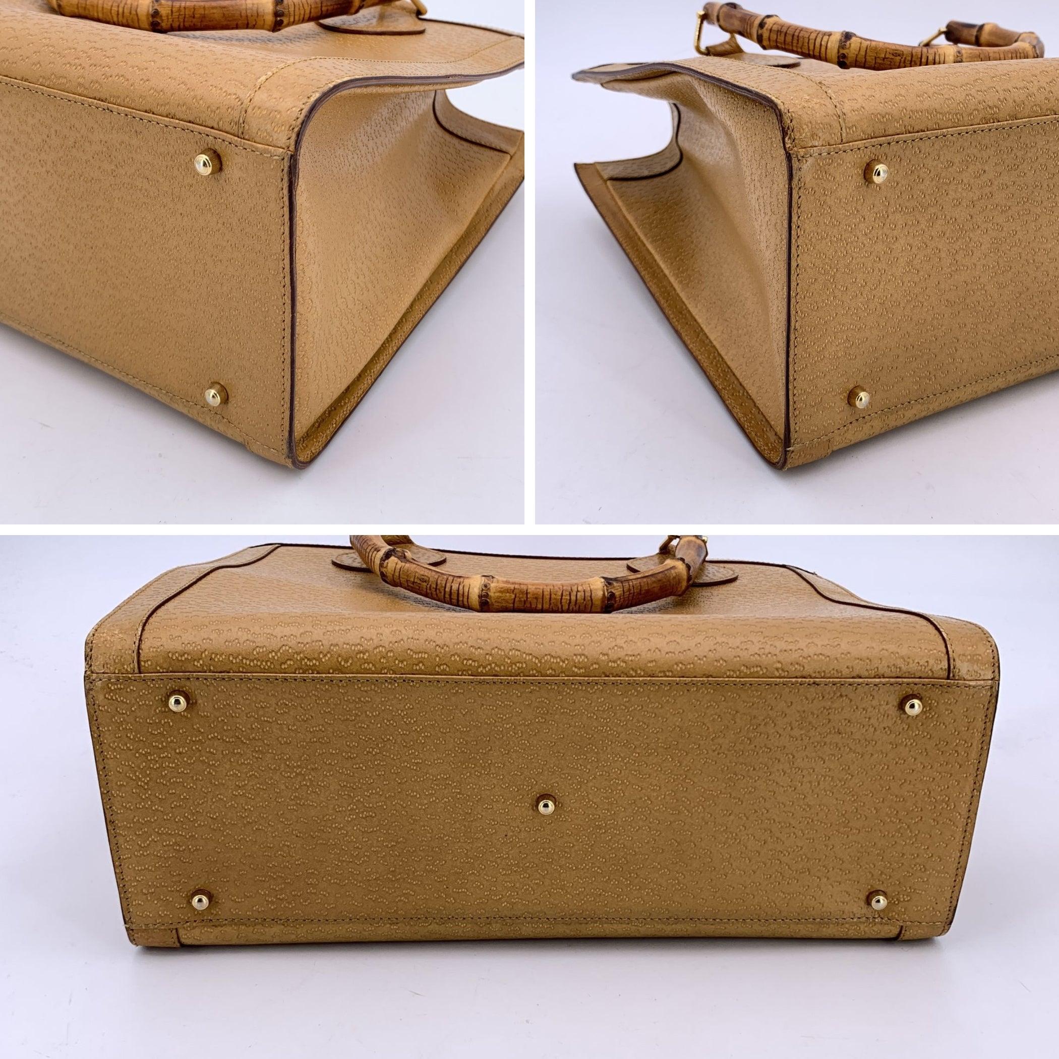 Gucci Tan Beige Leather Bamboo Princess Diana Tote Bag For Sale 1