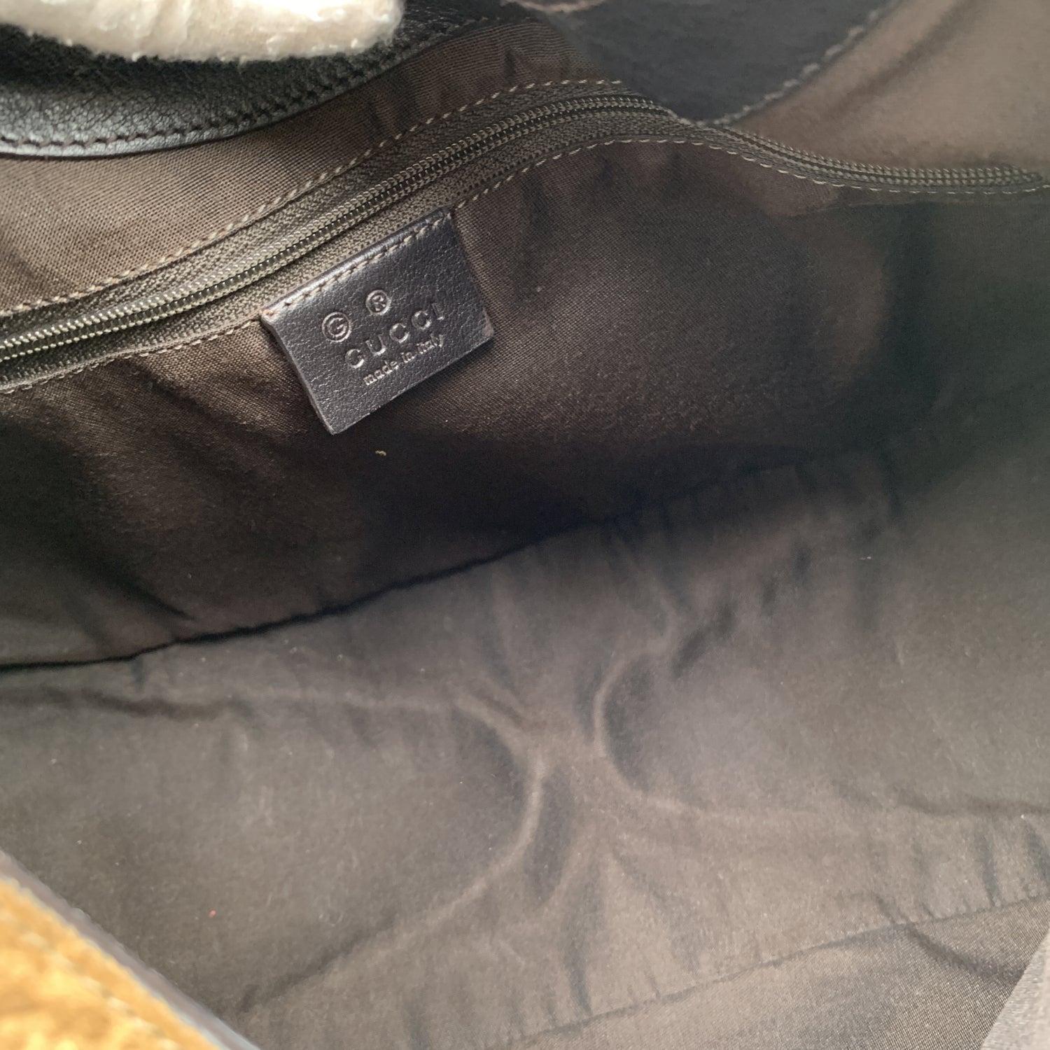 Gucci Tan Beige Monogram Suede Hobo Shoulder Bag 1