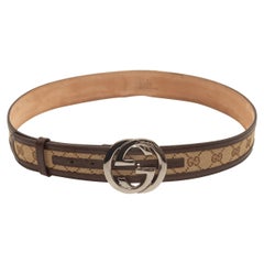 Gucci Tan & Brown GG Canvas Belt