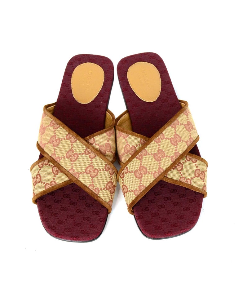 tan gucci slides