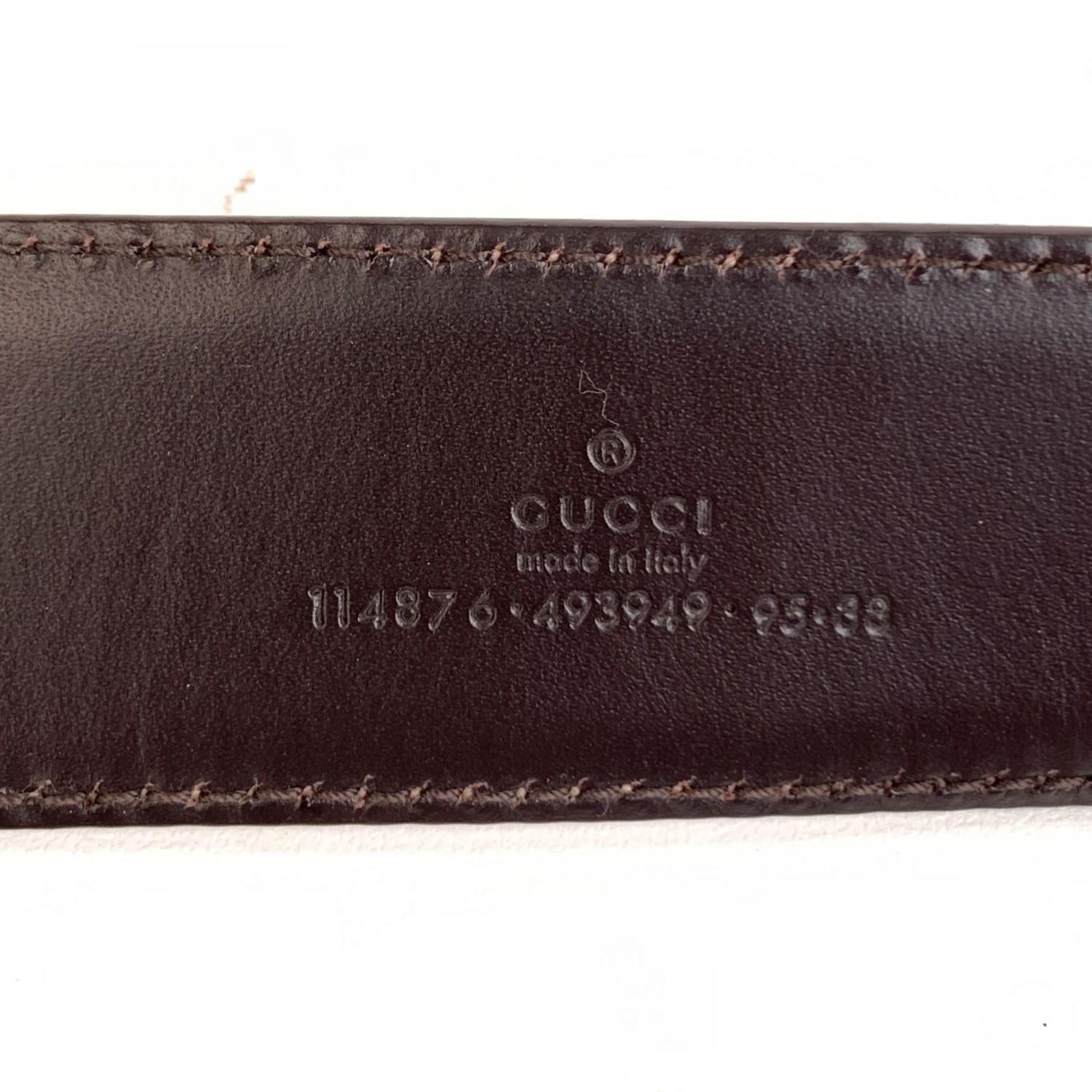 Brown Gucci Tan Guccissima Monogram Leather Belt GG Buckle Size 95/38