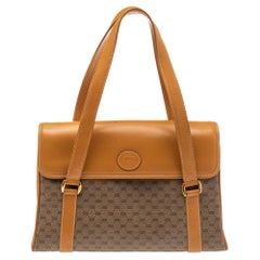 Gucci Tan Leather And Micro GG Supreme Shoulder Bag