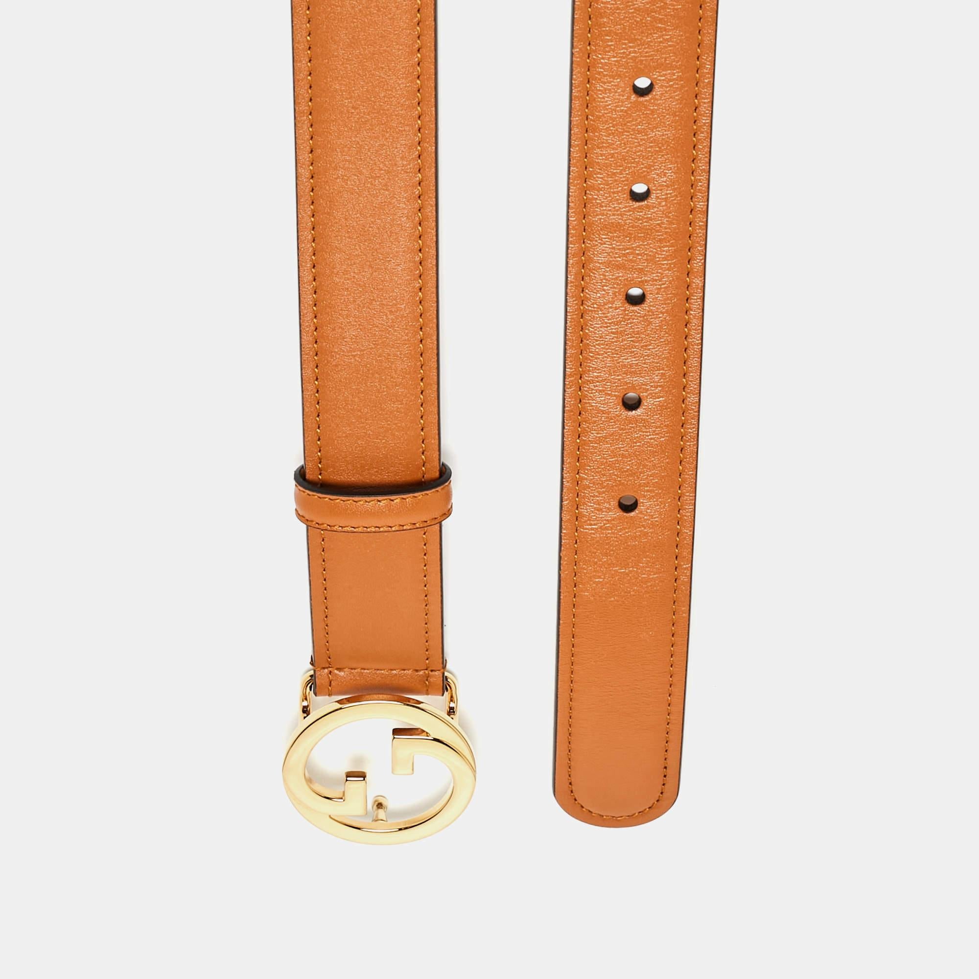 Gucci Tan Leather Blondie Buckle Belt 95 CM In Excellent Condition In Dubai, Al Qouz 2