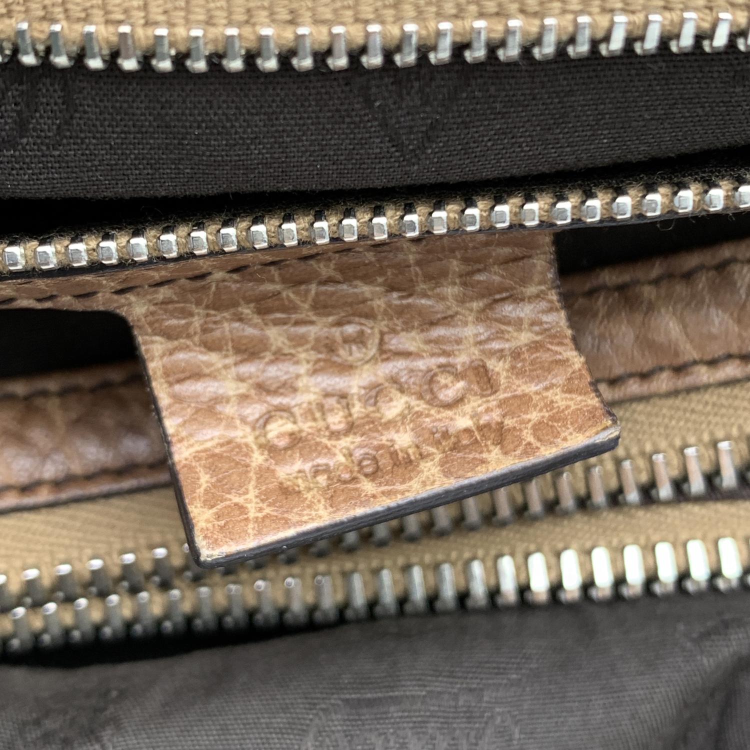 Women's Gucci Tan Leather Braided Handles Tote Bag Bamboo Details