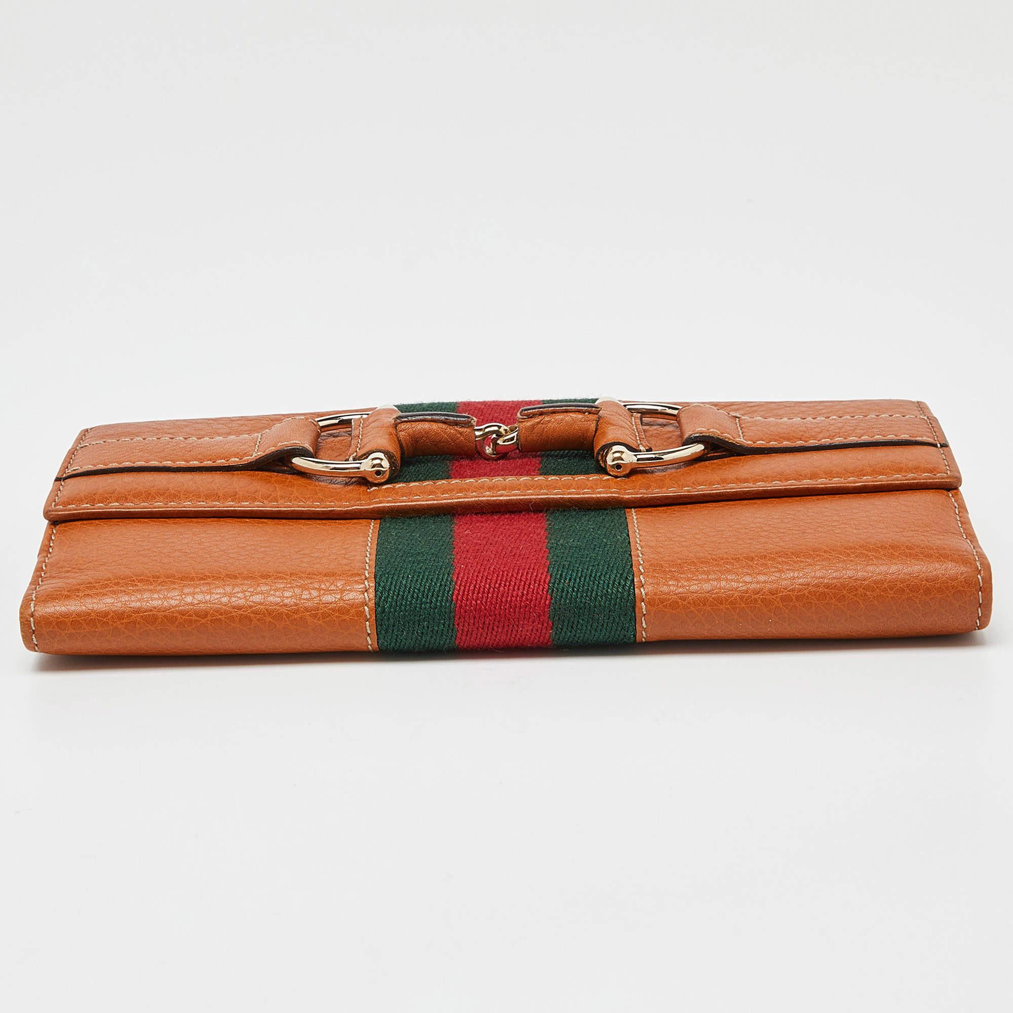 Women's Gucci Tan Leather Flap Continental Wallet