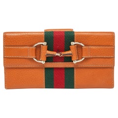 Gucci Tan Leather Flap Continental Wallet