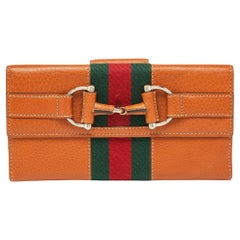 Gucci Tan Leather Flap Continental Wallet