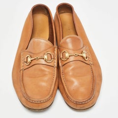 Gucci Tan Leather Horsebit Loafers Size 42