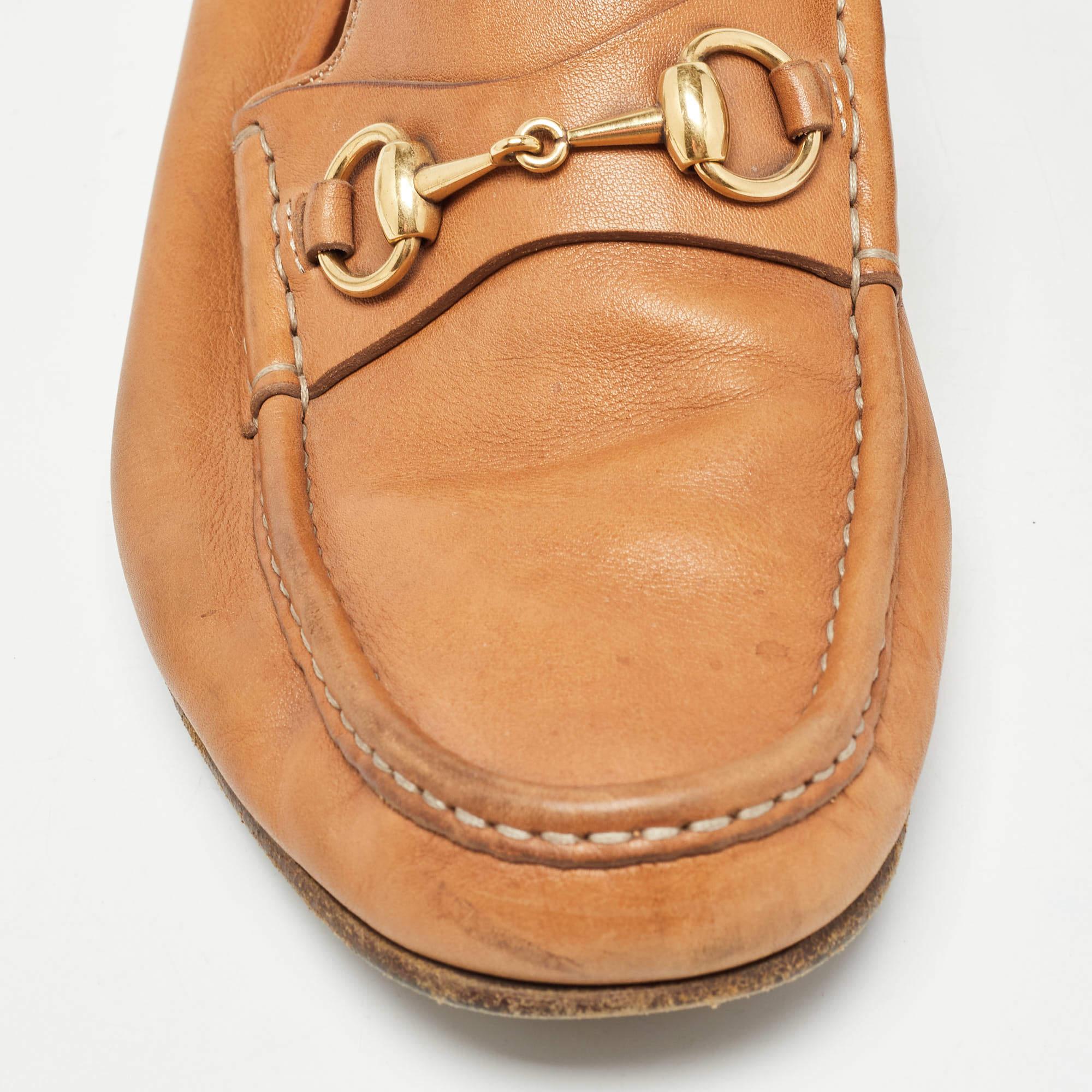 Gucci Mocassins à maille en cuir Tan Taille 42 en vente 2