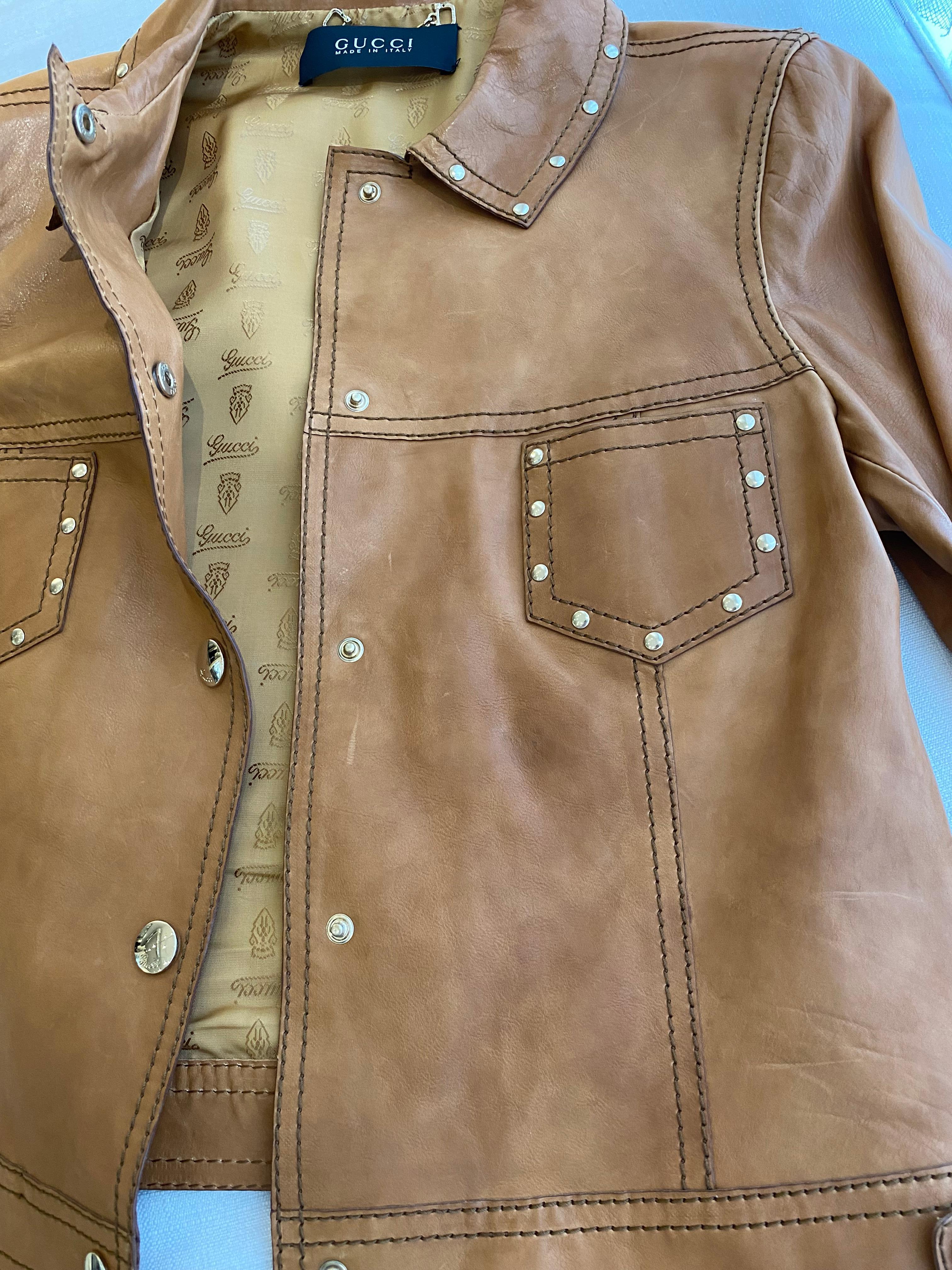 Gucci Tan Leather Jacket  1