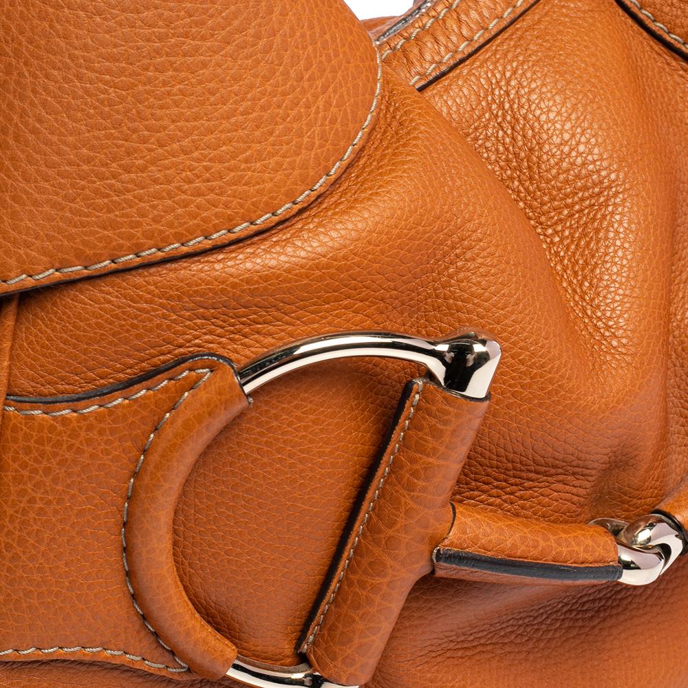 Gucci Tan Leather Small Web Horsebit Heritage Hobo 4