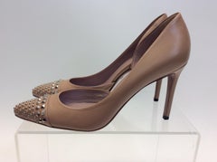 Gucci Tan Leather Studded Heels