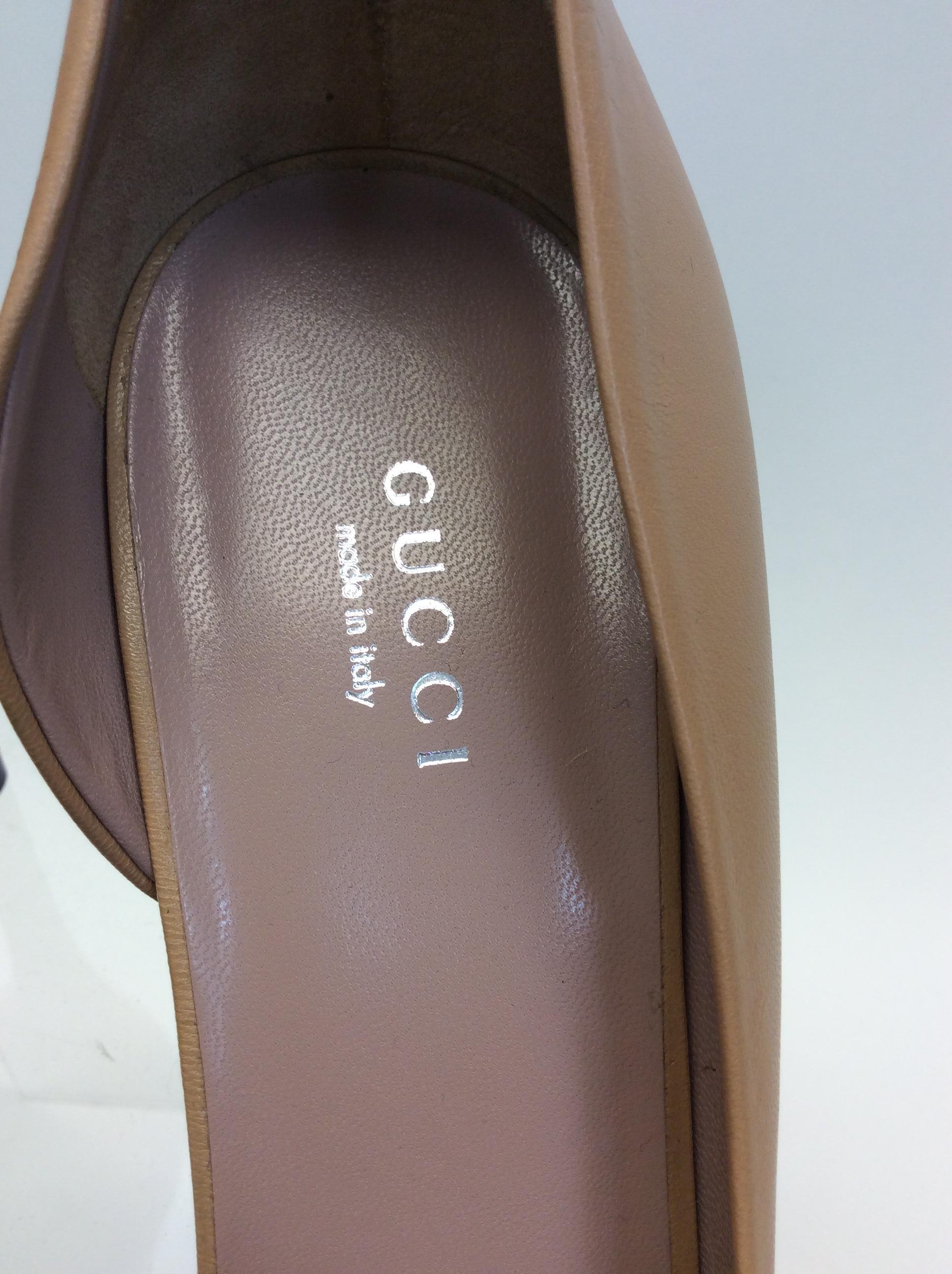 Gucci Tan Leather Studded Heels For Sale 2