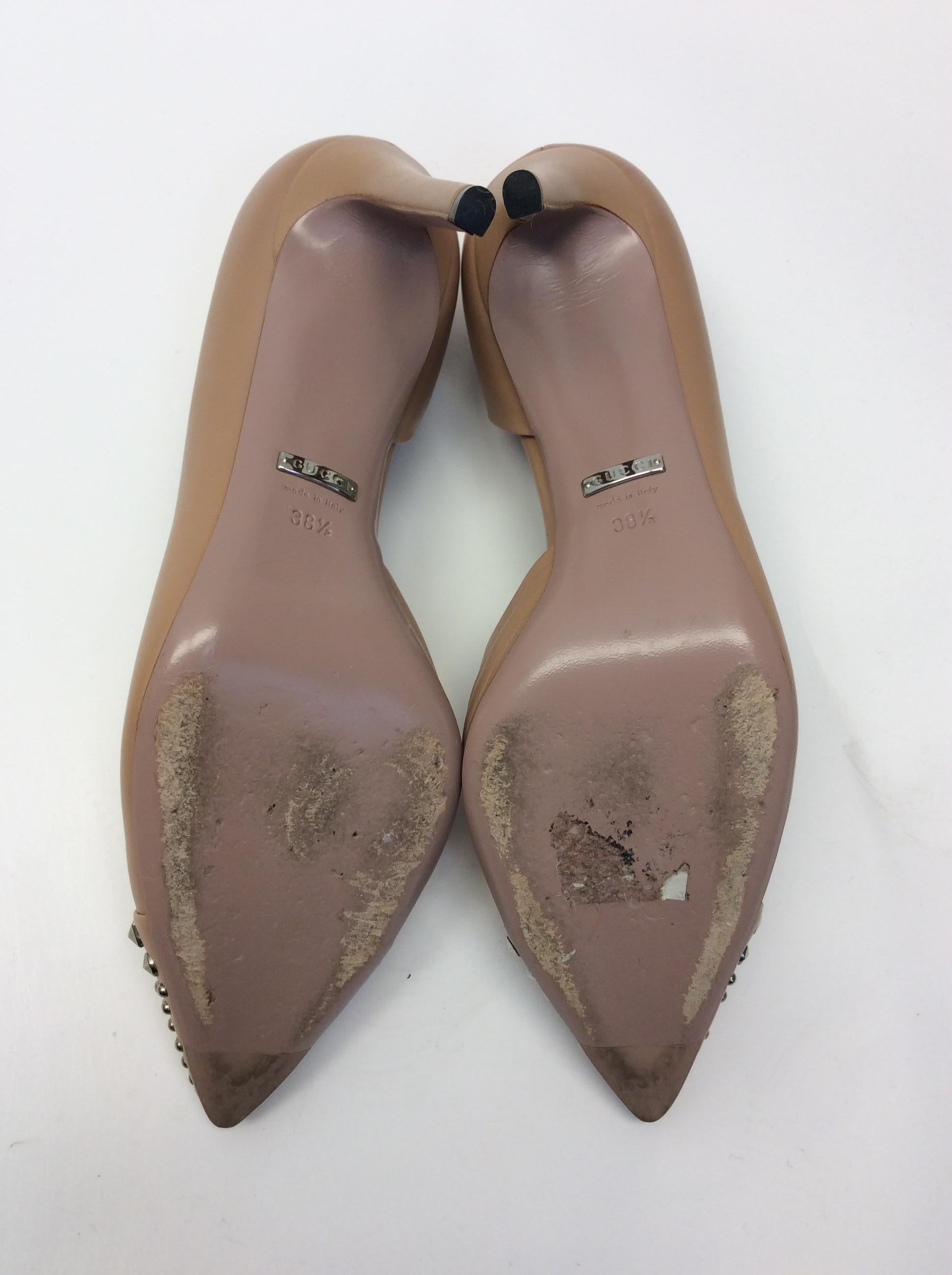 Gucci Tan Leather Studded Heels For Sale 3