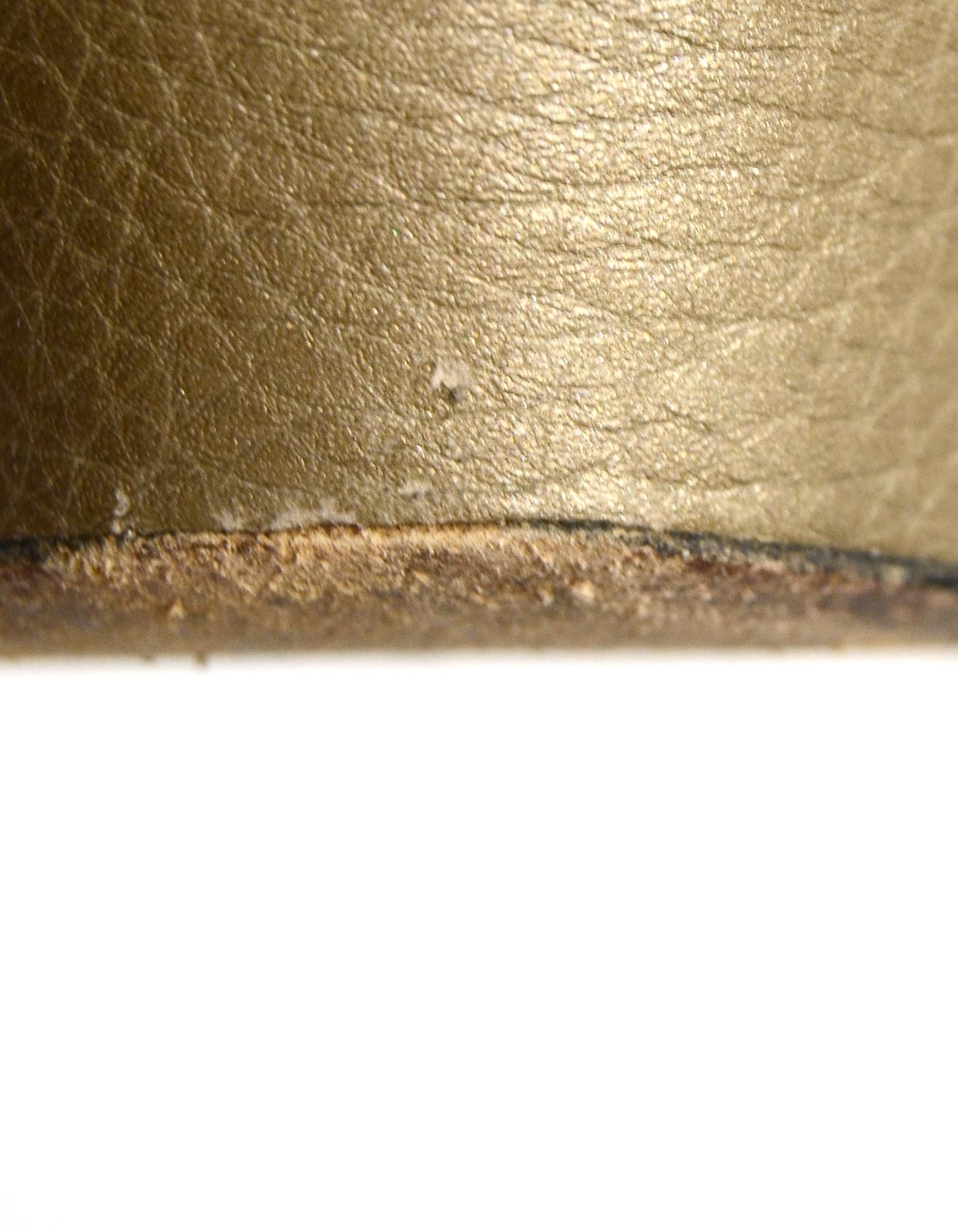 Women's Gucci Tan Metallic Leather Wedges sz 38.5