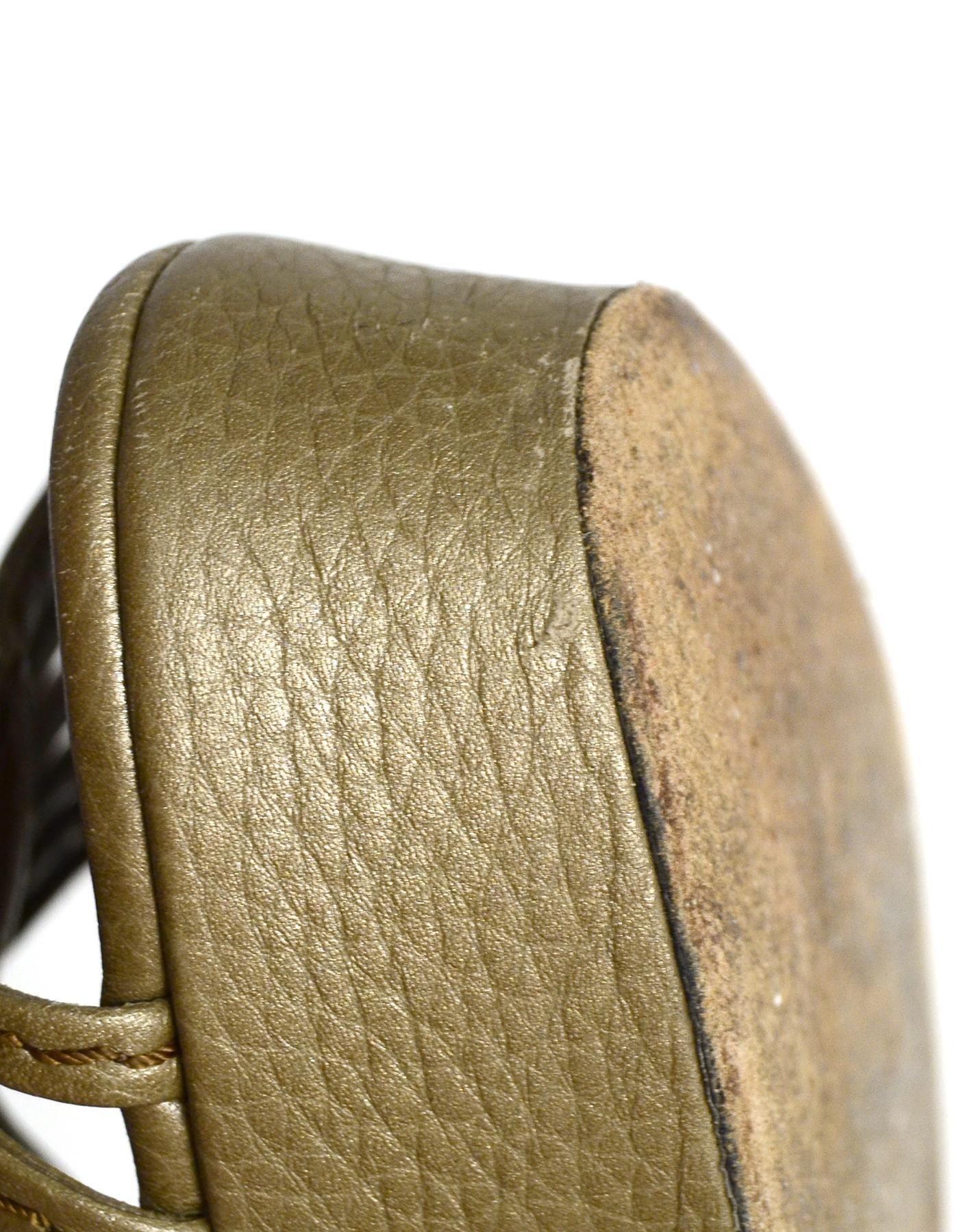 Gucci Tan Metallic Leather Wedges sz 38.5 1