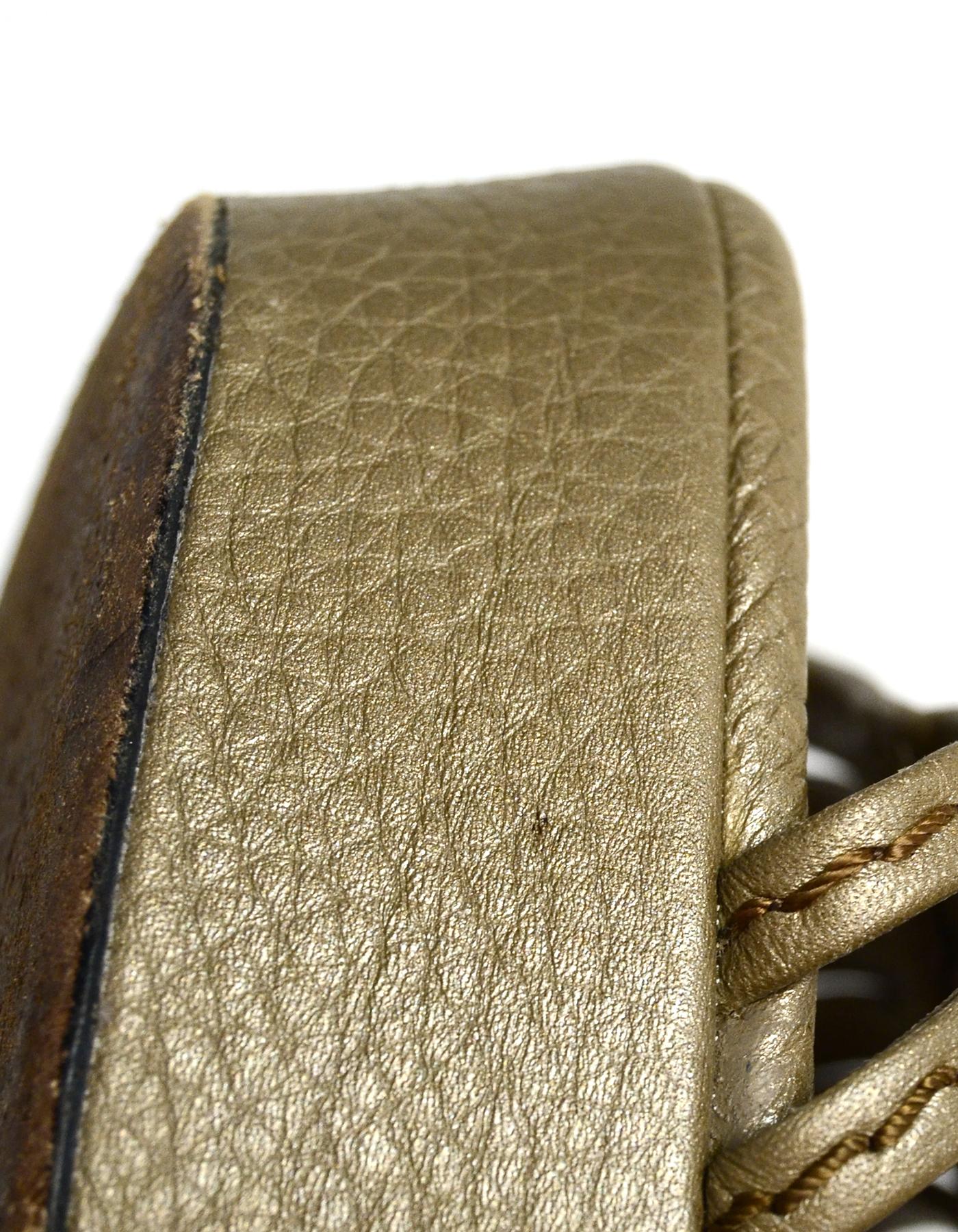 Gucci Tan Metallic Leather Wedges sz 38.5 2
