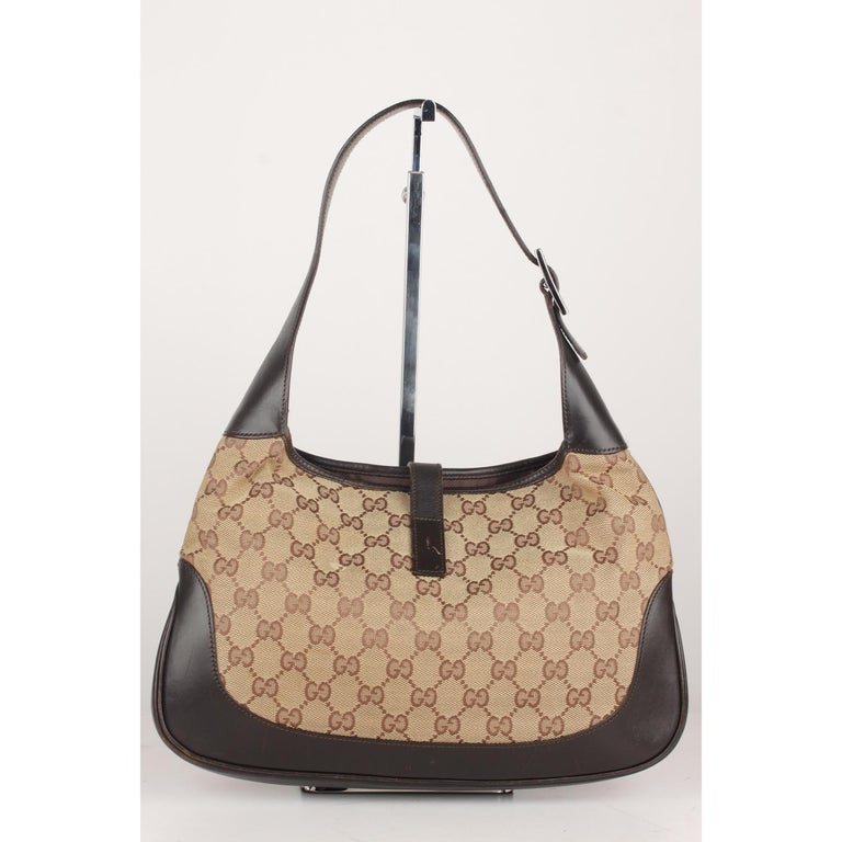 Gucci Tan Monogram Canvas Hobo Jackie O Bag with Stripes For Sale at ...
