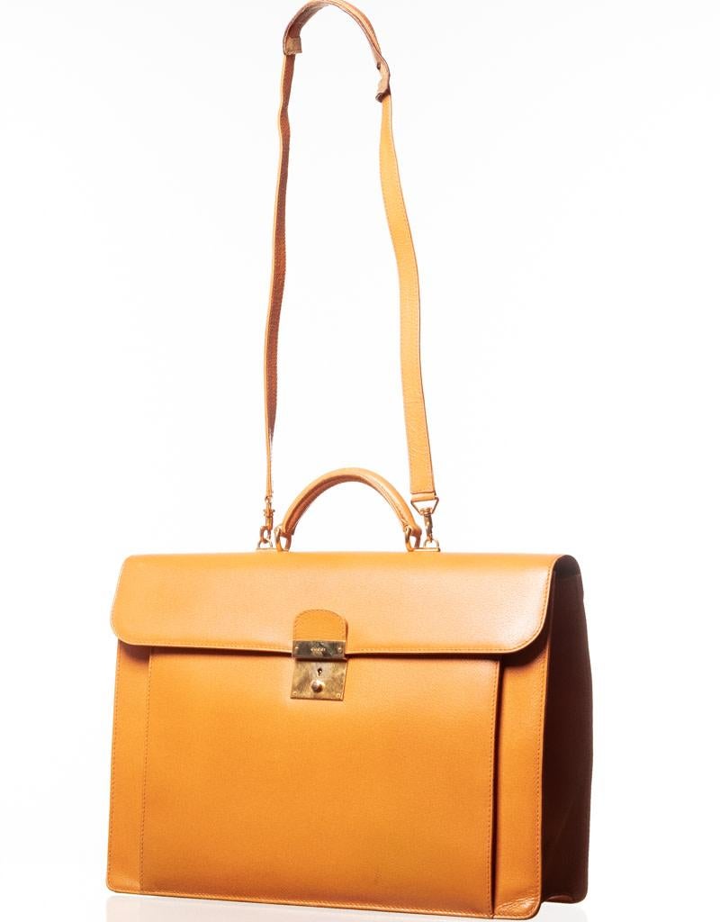 Orange Gucci Tan Portfolio Large Briefcase Bag