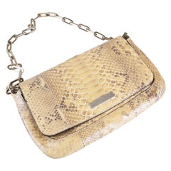 Gucci Tan Python Flap Shoulder Bag with Chain Link Strap