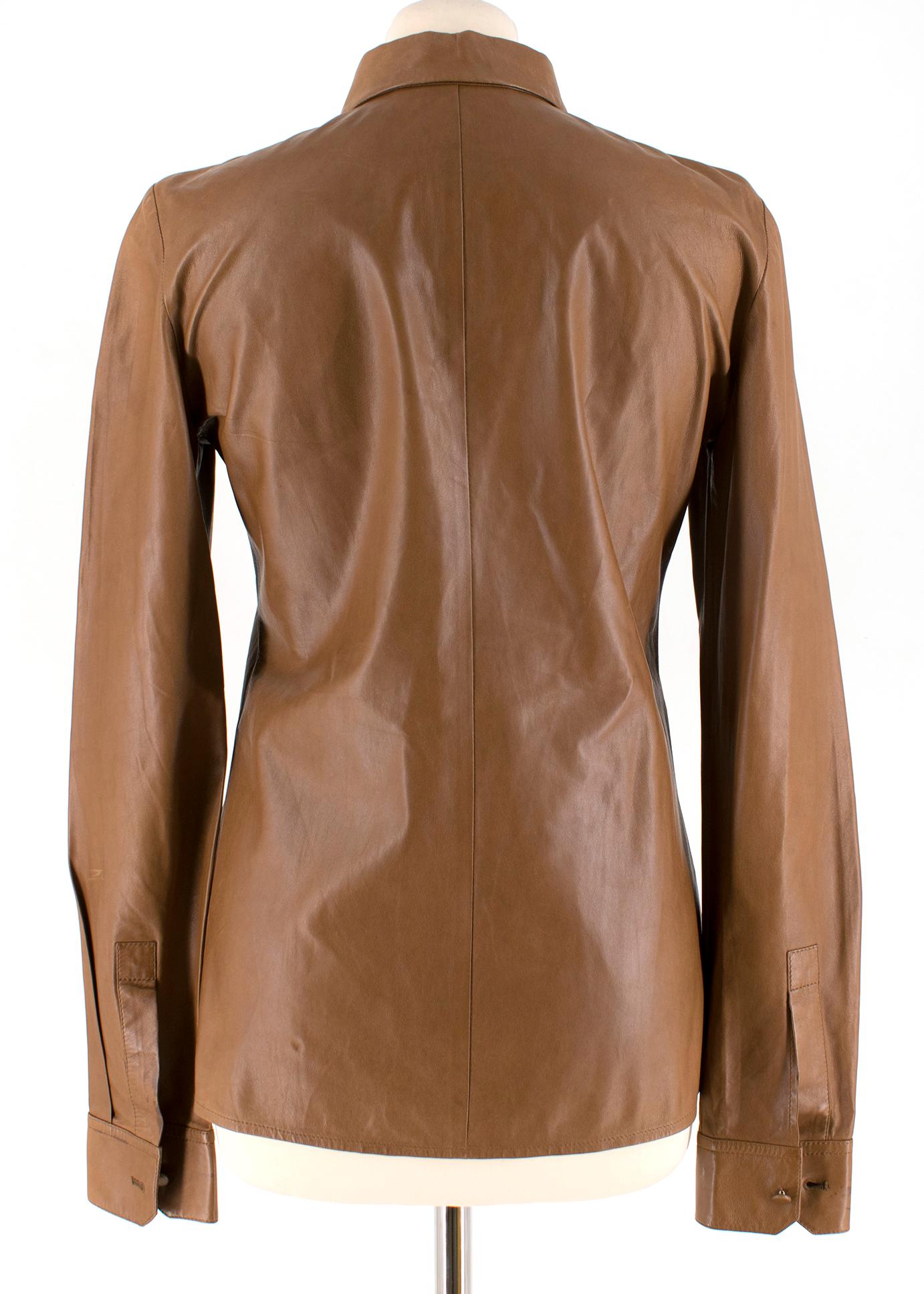 Brown Gucci Tan Soft Leather Shirt	IT 40